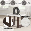 Edwyn End Table, White Natural Marble Top & Brown Finish Acme