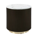 Clayten End Table, White Natural Marble Top & Espreeso Finish Acme