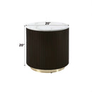 Clayten End Table, White Natural Marble Top & Espreeso Finish Acme