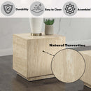 Deon End Table, Beige Travertine Acme