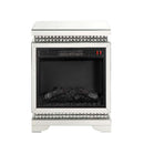 Lotus 21" Fireplace, Mirrored & Faux Ice Cube Crystals Acme