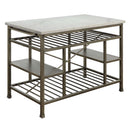 Lanzo Kitchen Island, Marble Top & Antique Pewter Finish Acme
