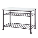 Freyja Kitchen Island, White Cultured Marble Top & Gray Finish Acme