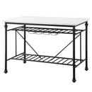 Mera Kitchen Island, White Marble Top & Gray Finish Acme
