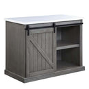 Gauri Kitchen Island, Marble Top Top & Gray Oak Finish Acme