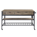 Macaria Kitchen Island, Rustic Oak & Black Finish Acme