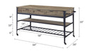 Macaria Kitchen Island, Rustic Oak & Black Finish Acme