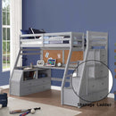 Jason II Twin Loft Bed w/Storage, Gray Finish Acme