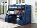 Jason II Twin Loft Bed w/Storage, Navy Blue Finish Acme