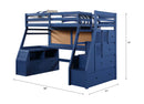 Jason II Twin Loft Bed w/Storage, Navy Blue Finish Acme