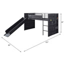 Cargo Twin Loft Bed w/Slide, Gunmetal Finish Acme