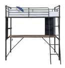 Cordelia Twin Loft Bed w/Desk, Antique Oak, Sandy Black & Dark Bronze Acme