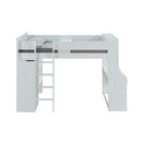 Ragna 3PcsTwin Loft Bed w/Desk & Wardrobe, White Finish Acme