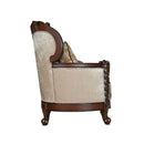 Devayne 68" Loveseat w/4 Pillows, Pattern Fabric & Dark Walnut Finish Acme