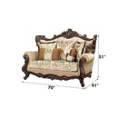 Shalisa 70" Loveseat w/5 Pillows, Fabric & Walnut Finish Acme