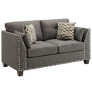 Laurissa 59" Loveseat w/4 Pillows, Light Charcoal Linen Acme