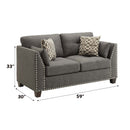 Laurissa 59" Loveseat w/4 Pillows, Light Charcoal Linen Acme