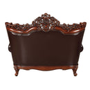 Forsythia 71" Loveseat, Espresso Top Grain Leather Match & Walnut Finish Acme