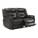 Imogen Power Motion 65" Loveseat w/USB, Gray Leather-Aire Acme