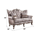 Jayceon 68" Loveseat w/2 Pillows, Fabric & Champagne Finish Acme