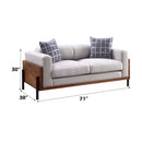 Pelton 71" Loveseat w/2 Pillows, Fabric & Walnut Finish Acme