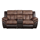 Jaylen Motion 80" Loveseat w/Console, Toffee & Espresso Polished Microfiber Acme