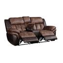 Jaylen Motion 80" Loveseat w/Console, Toffee & Espresso Polished Microfiber Acme