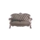Dresden 71" Loveseat w/3 Pillows, Faux Leather & Vintage Bone White Finish Acme