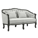 Samael 64" Loveseat w/2 Pillows, Gray Linen & Dark Brown Finish Acme