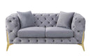Jelanea 66" Loveseat w/2 Pillows, Gray Velvet & Gold Finish Acme