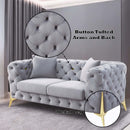 Jelanea 66" Loveseat w/2 Pillows, Gray Velvet & Gold Finish Acme