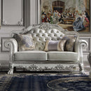 Dresden 63.7" Loveseat w/3 Pillows, Faux Leather & Bone White Finish Acme