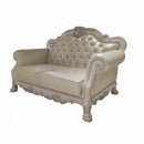 Dresden 63.7" Loveseat w/3 Pillows, Faux Leather & Bone White Finish Acme