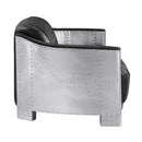 Sedna 50.4" Loveseat, Black Top Grain Leather & Aluminum Acme