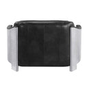 Sedna 50.4" Loveseat, Black Top Grain Leather & Aluminum Acme