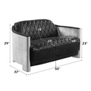 Sedna 50.4" Loveseat, Black Top Grain Leather & Aluminum Acme