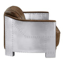 Sedna 50" Loveseat, Espresso Top Grain Leather & Aluminum Acme