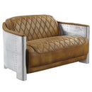 Sedna 50.4" Loveseat, Espresso Top Grain Leather & Aluminum Acme