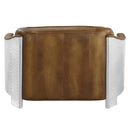 Sedna 50.4" Loveseat, Espresso Top Grain Leather & Aluminum Acme