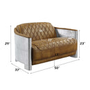 Sedna 50.4" Loveseat, Espresso Top Grain Leather & Aluminum Acme