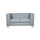 Saree 62.6" Loveseat, Light Teal Chenille & White Finish Acme