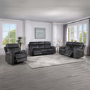 Hirah Motion 75" Loveseat w/Console & USB Port, Dark Gray Polish Microfiber Acme