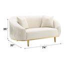 Martina 74" Loveseat w/2 Pillows, Ivory Velvet Acme