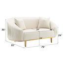 Martina 74" Loveseat w/2 Pillows, Ivory Velvet Acme