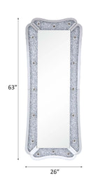 Noralie Floor 26"x63" Mirror, Mirrored & Faux Diamonds Acme