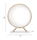 Midriaks 16"x16" Mirror & Stool, Faux Leather , White & Gold Finish Acme