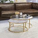 Shanish 2PC Nesting Table Set, Faux Marble Top & Gold Finish Acme