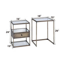 Enca 2PC Nesting Table Set, Clear Glass & Antique Brass Finish Acme