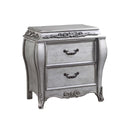 Leonora Nightstand, Vintage Platinum Acme
