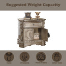 Northville Nightstand w/Wooden Top, Antique Silver Finish Acme